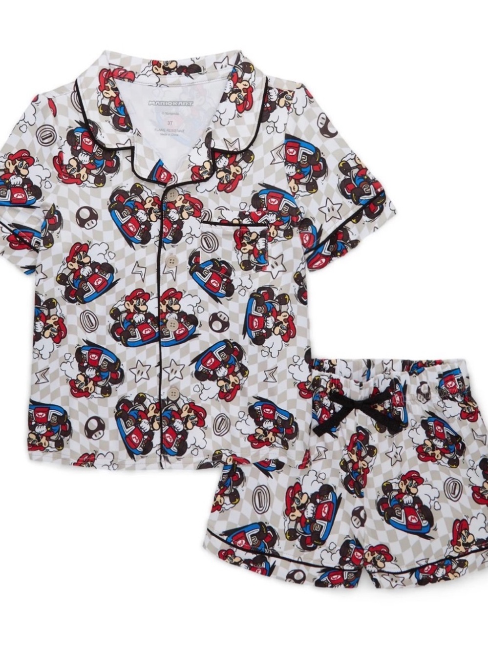 NINTENDO Mario Cart 2 piece pajama set size toddler boys 2T